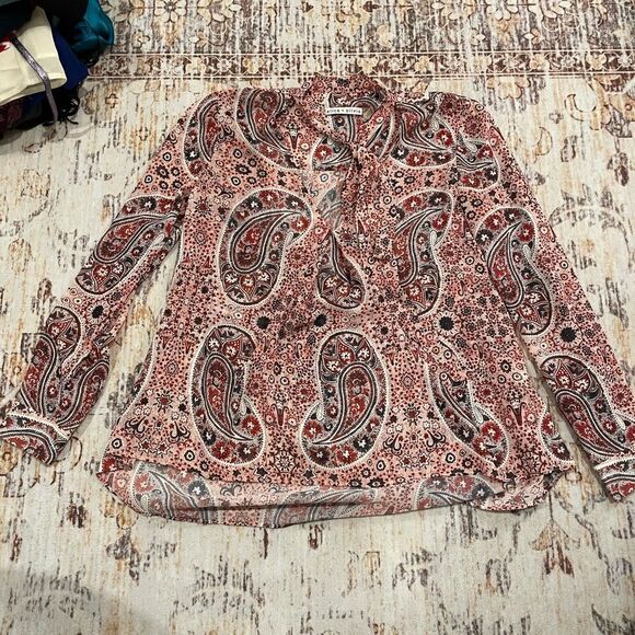 Alice and Olivia Anabel Tie Neck Paisley Blouse - Picture 3 of 4